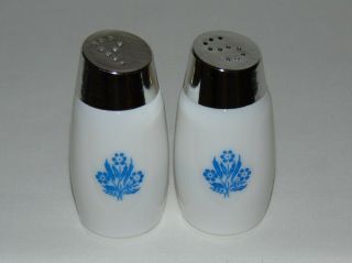 Vintage Milk Glass Cornflower Salt & Pepper Shakers 1970 
