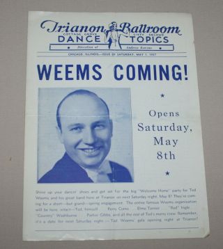 May 1 1937 Trianon Ballroom Chicago Illinois Dance Topics Ted Weems Perry Como