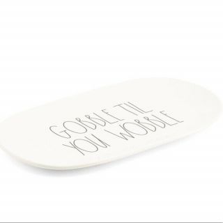 Rae Dunn Thanksgiving Gobble Til You Wobble Oval Platter Ceramic NWT 3