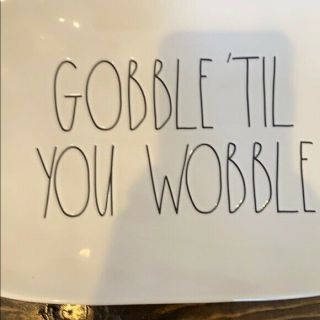 Rae Dunn Thanksgiving Gobble Til You Wobble Oval Platter Ceramic NWT 5