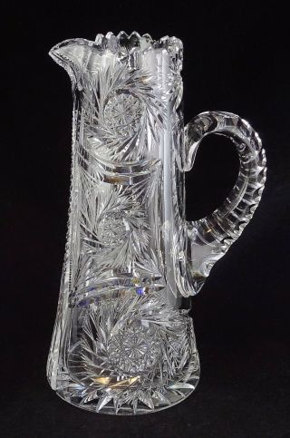 Champagne Pitcher Abp Cut Glass Stacked Pinwheel Motif American Brilliant Period