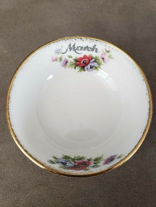 Rare Vintage Royal Albert Trinket Porcelain Bowl.  Month Of March.  English.