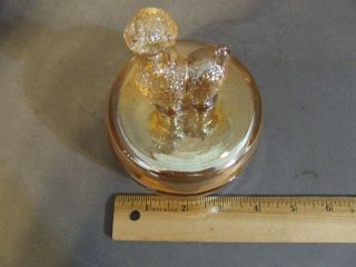 JEANETTE MARIGOLD CARNIVAL GLASS POODLE VANITY POWDER CANDY TRINKET JAR DISH 3