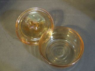 JEANETTE MARIGOLD CARNIVAL GLASS POODLE VANITY POWDER CANDY TRINKET JAR DISH 4