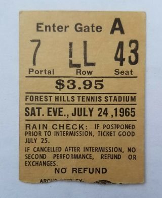 July 24,  1965 Peter Paul And Mary Ticket Stub - Forest Hills Stadium - York City
