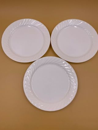 Set Of 3 Corelle Enhancements White Swirl 10 1/4 Inch Dinner Plates