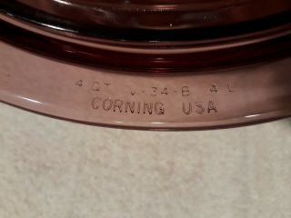 Corning Ware Vision Cranberry 4 Quart V - 34 B 4L Ribbed Oval Roaster w/ Lid 4