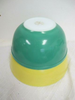 Vintage Pyrex Mixing Nesting Bowls (2) Primary Colors 403 - Yellow - Green