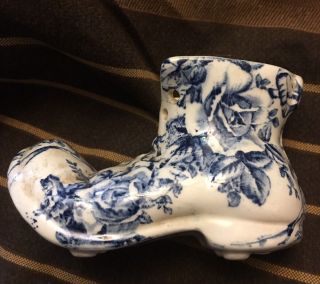 Vintage James Kent Fenton Blue Garland & Rose Decorative Shoe