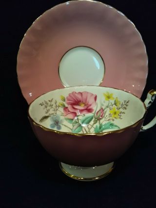 Vintage Aynsley Pink Floral Teacup & Saucer