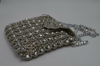 Vintage Marcus Brothers Of Miami Silver Beaded Mesh Purse - 1950 