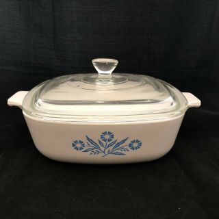 Vintage Corning Ware Blue Cornflower P - 1 - B 1 Qt Casserole / Baking Dish With Lid