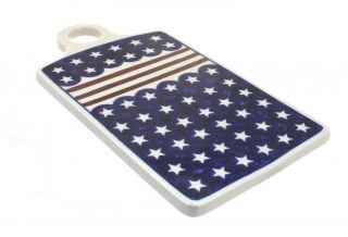 Blue Rose Polish Pottery Stars And Stripes Cutting Board