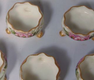12 American BELLEEK CAC Lenox Porcelain Salts Cellars Dips Hand Painted Roses 3