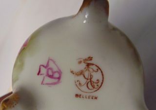 12 American BELLEEK CAC Lenox Porcelain Salts Cellars Dips Hand Painted Roses 6