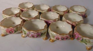 12 American BELLEEK CAC Lenox Porcelain Salts Cellars Dips Hand Painted Roses 7