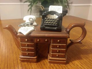 Vintage Cardew Mini Crime Writers Desk Teapot " Murder At The Grange " England