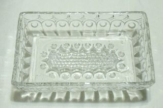 Vintage Clear Pressed Glass Rectangular Serving Candy Nut Vanity Tray Dish
