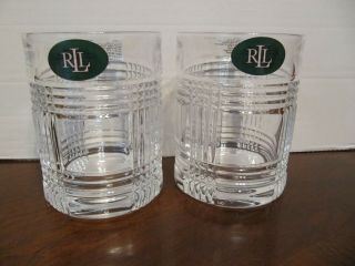 2 Nwt Ralph Lauren Glen Plaid Double Old Fashioned Crystal Whiskey Glass Germany