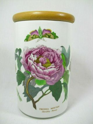 Portmeirion Botanic Garden Shrubby Peony Storage Jar Canister W/ Lid Flower 8.  5 "