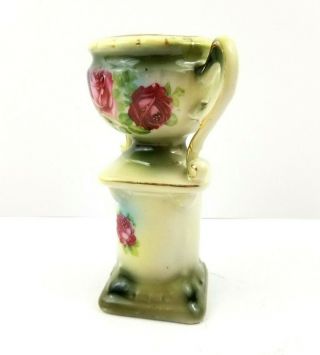Antique Hand Painted Porcelain Urn Vase on Pedestal Floral Jardiniere Austria 3