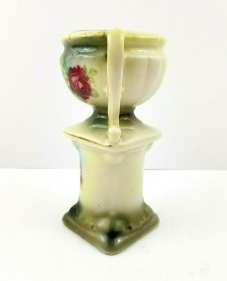 Antique Hand Painted Porcelain Urn Vase on Pedestal Floral Jardiniere Austria 6