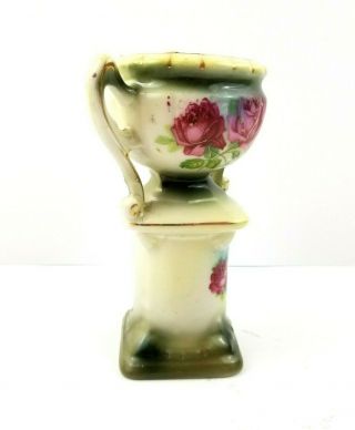 Antique Hand Painted Porcelain Urn Vase on Pedestal Floral Jardiniere Austria 7