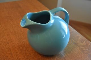 Vintage Harlequin Homer Laughlin Turquoise Round Ball Ice Lip Pitcher Fiestaware