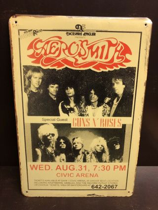 Aerosmith And Guns N Roses Concert Poster Vintage Large Metal Sign 30x40 Cm