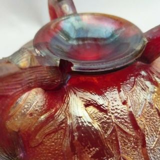 Vintage Fenton Carnival Glass Rose Bowl Vase 3 - FOOTED Iridescent Amberina FLORAL 8