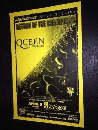 Queen No Freddie Mercury Rare Portland Oregon Rose Garden Concert Tour Poster