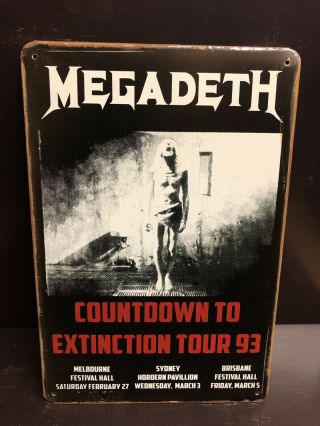 Megadeth Tour 93 Concert Poster Vintage Style Large Metal Sign Garage 30x40 Cm