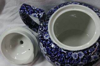 Vintage TEAPOT CROWNFORD BLUE CALICO Staffordshire China chintz tea 6