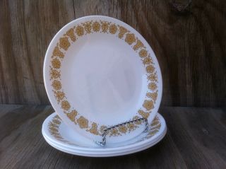 4 Corelle Dishes Butterfly Gold Small B&b Or Dessert Plates Set Of 4