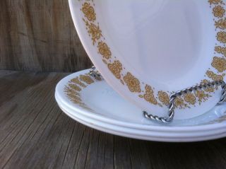 4 Corelle Dishes Butterfly Gold Small B&B Or Dessert Plates Set Of 4 2