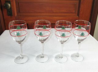 Set Of 4 Waechtersbach Christmas Tree Water Goblets 12 Oz.  Rare Htf