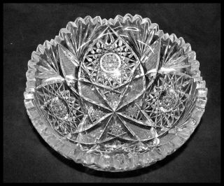 Signed Libbey American Brilliant Period Cut Glass Bowl Venetia Pattern Abp