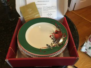 Lenox Winter Greetings Dessert Plates,  Cardinal,  Set Of 4,
