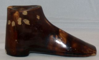 Antique Bennington Rockingham Pottery Boot Shoe - Form Inkwell Flask Bottle
