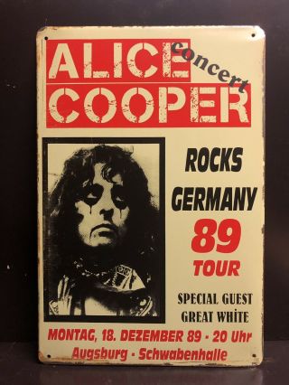 Alice Cooper Germany 89 Tour Concert Poster Vintage Large Metal Sign 30x40 Cm