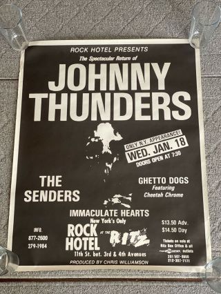 Vintage Johnny Thunders Concert Poster York City Nyc
