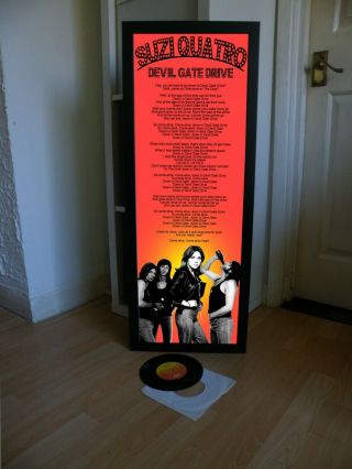 Suzi Quatro Devil Gate Drive Poster Lyric Sheet,  Pop Glam,  Rock Music,  Can The Can