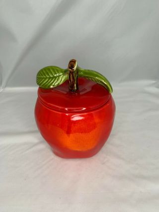 Mccoy Red Apple Cookie Jar Canister Farmhouse Country 8 Inch 8488 Vintage