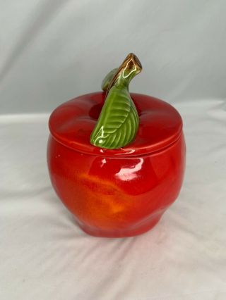 McCoy Red Apple Cookie Jar Canister Farmhouse Country 8 inch 8488 vintage 4