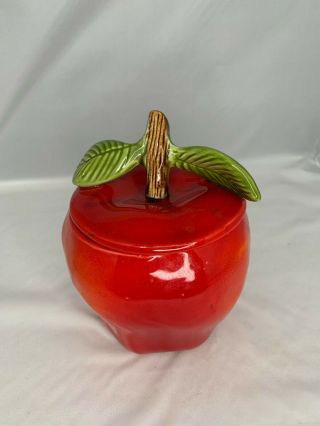 McCoy Red Apple Cookie Jar Canister Farmhouse Country 8 inch 8488 vintage 6