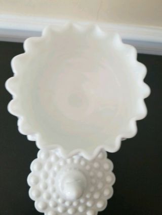 Milk Glass Hobnail Pedestal Candy Dish with Lid 3