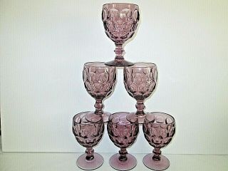 Vintage Imperial Provincial Amethyst Set Of 6 Water Goblet Glasses Wine Stems