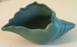 Vintage Van Briggle Art Pottery Ming Blue Conch Shell Vase/planter 8 1/2 " Long