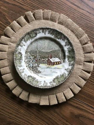 Set Of 7 Johnson Brothers Friendly Village The Church Dinner Plates 9 3/4 "