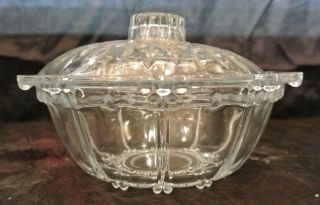Vintage Crystal Clear Glass Kig Bowl Candy Dish With Lid Kitchen Home Decor
